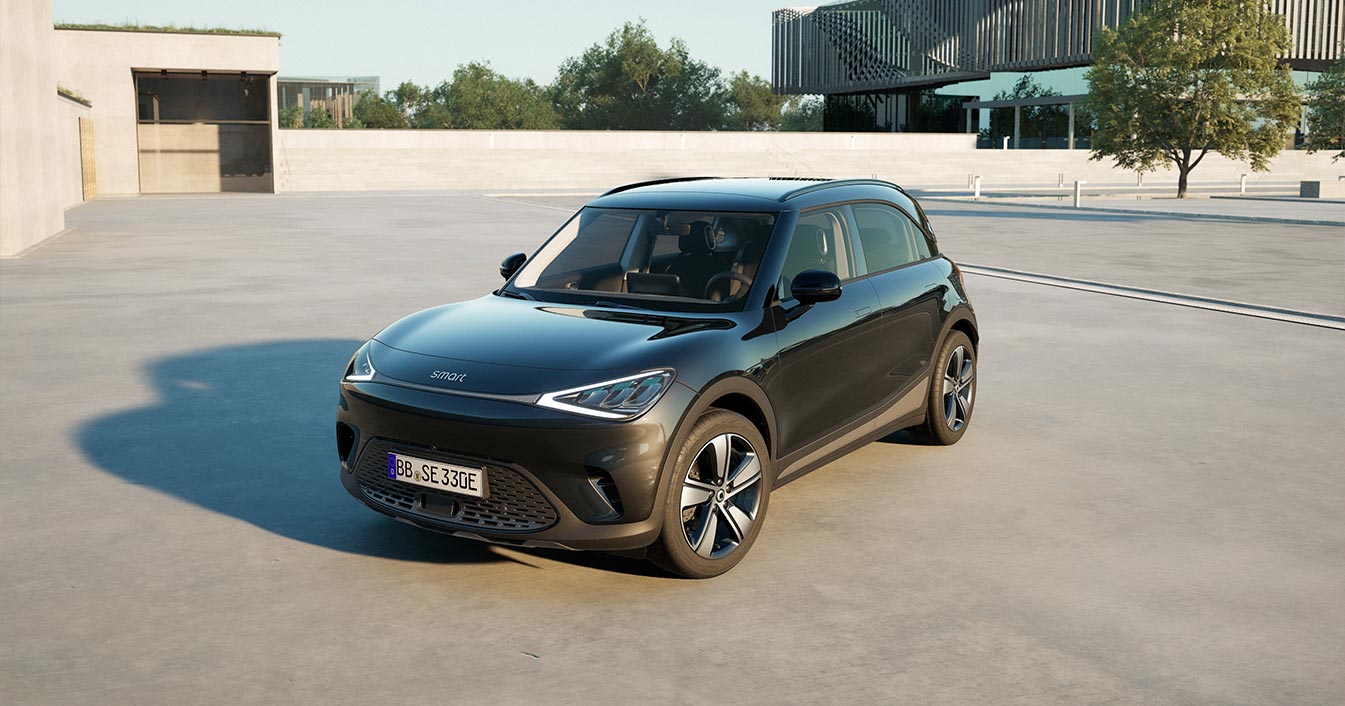Smart #1 liten elbil parkerad på parkeringsplats